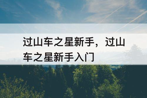 过山车之星新手，过山车之星新手入门