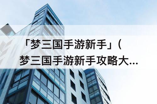 「梦三国手游新手」(梦三国手游新手攻略大全)