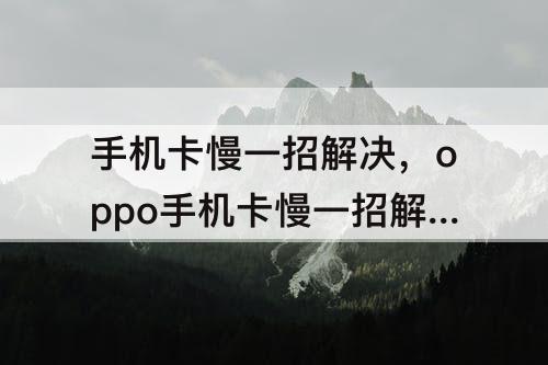 手机卡慢一招解决，oppo手机卡慢一招解决