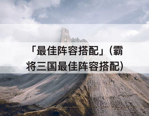 「最佳阵容搭配」(霸将三国最佳阵容搭配)