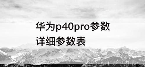 华为p40pro参数详细参数表