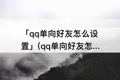 「qq单向好友怎么设置」(qq单向好友怎么设置可)