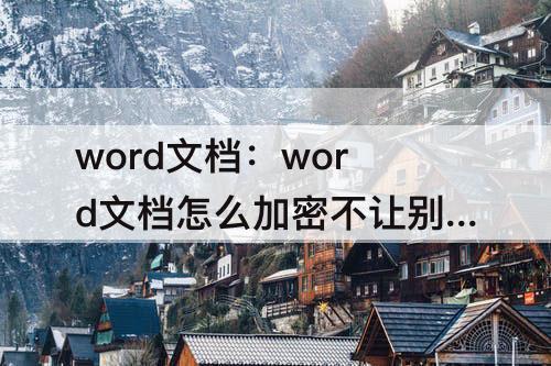word文档：word文档怎么加密不让别人修改