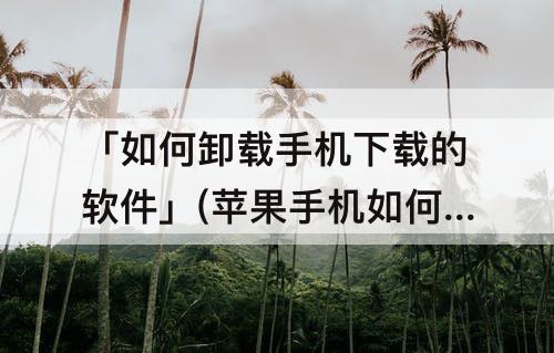 「如何卸载手机下载的软件」(苹果手机如何卸载手机下载的软件)