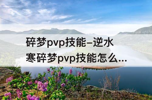 碎梦pvp技能-逆水寒碎梦pvp技能怎么搭配厉害