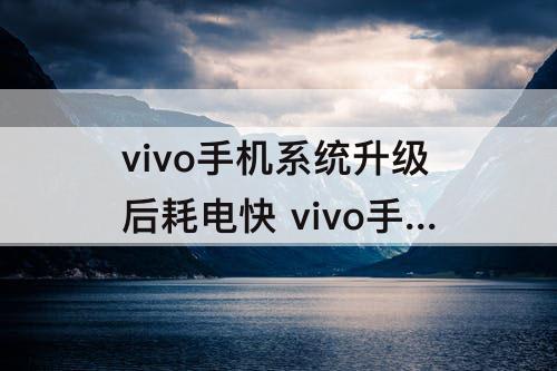 vivo手机系统升级后耗电快 vivo手机系统升级后耗电快怎么办？