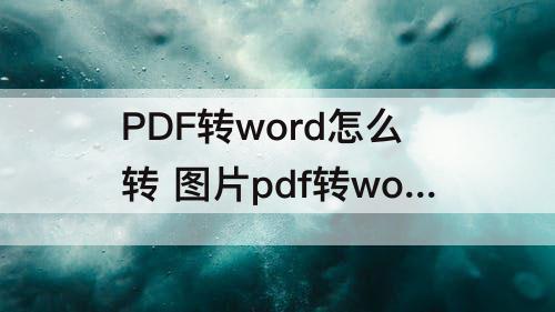 PDF转word怎么转 图片pdf转word怎么转