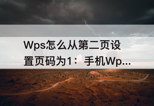 Wps怎么从第二页设置页码为1：手机Wps怎么从第二页设置页码为1
