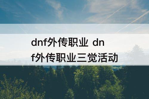 dnf外传职业 dnf外传职业三觉活动