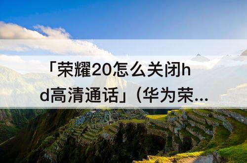 「荣耀20怎么关闭hd高清通话」(华为荣耀20怎么关闭hd高清通话)