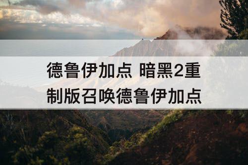 德鲁伊加点 暗黑2重制版召唤德鲁伊加点