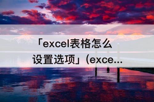 「excel表格怎么设置选项」(excel表格怎么设置选项男女)
