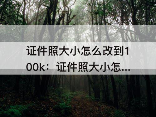 证件照大小怎么改到100k：证件照大小怎么改到100kb之内