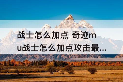 战士怎么加点 奇迹mu战士怎么加点攻击最高