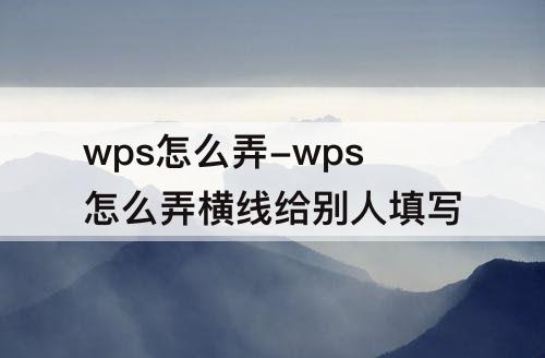 wps怎么弄-wps怎么弄横线给别人填写