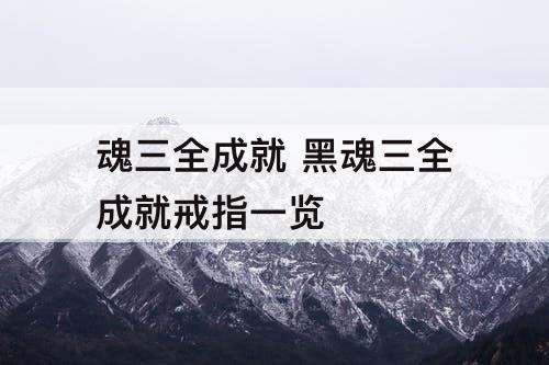 魂三全成就 黑魂三全成就戒指一览