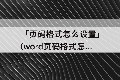 「页码格式怎么设置」(word页码格式怎么设置字体)
