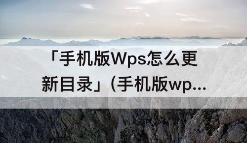 「手机版Wps怎么更新目录」(手机版wps怎么更新目录页码)