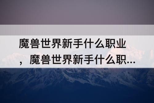魔兽世界新手什么职业，魔兽世界新手什么职业好玩