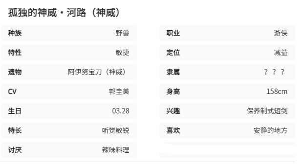 《空灵诗篇》河路神威技能属性图鉴