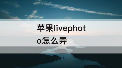 苹果livephoto怎么弄