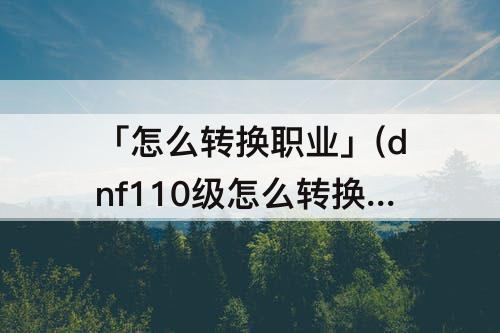 「怎么转换职业」(dnf110级怎么转换职业)