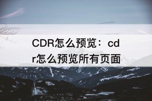 CDR怎么预览：cdr怎么预览所有页面