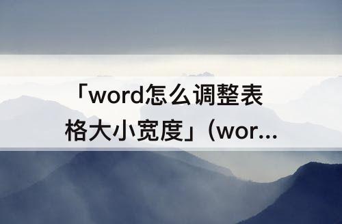 「word怎么调整表格大小宽度」(word怎么调整表格大小宽度一致)