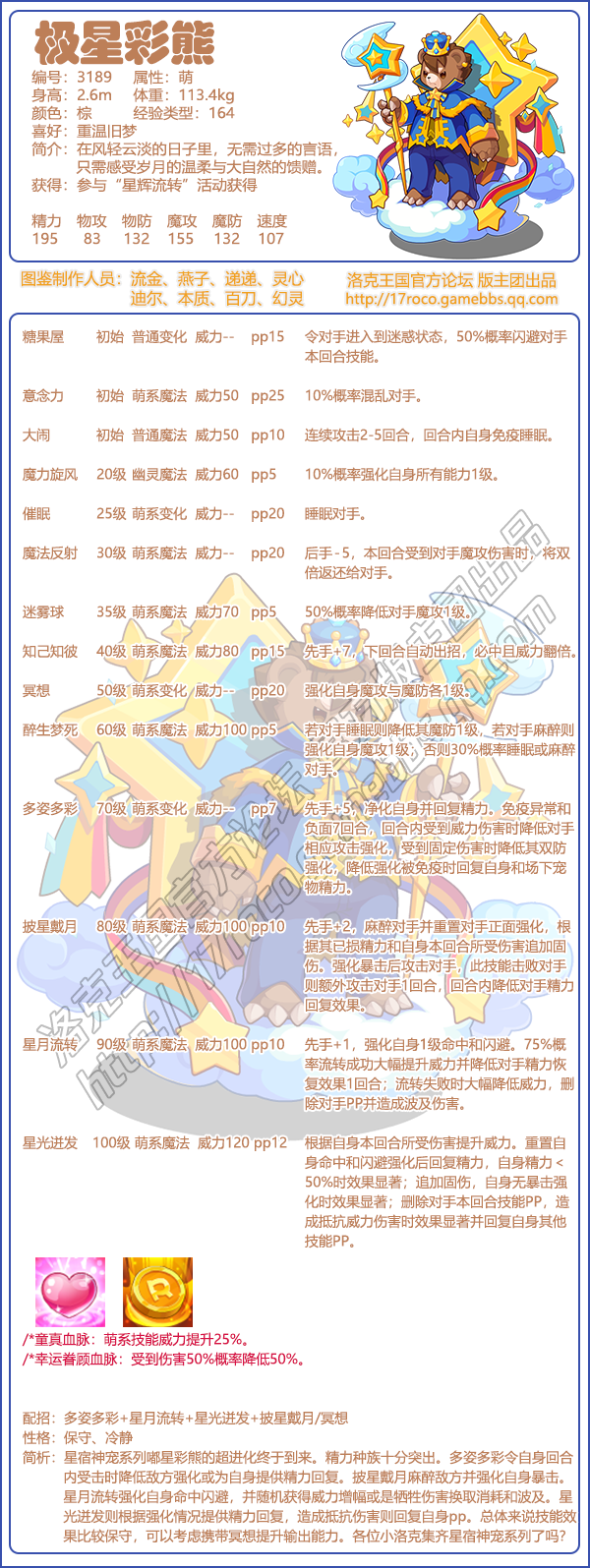 《洛克王国》极星彩熊技能表图鉴