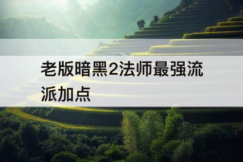老版暗黑2法师最强流派加点