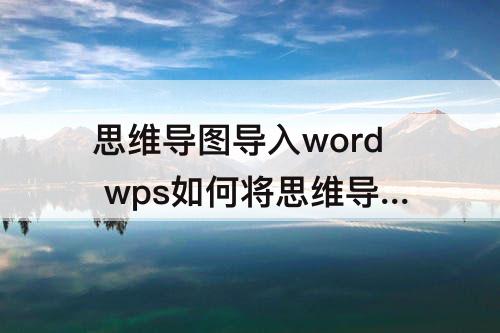 思维导图导入word wps如何将思维导图导入word文档
