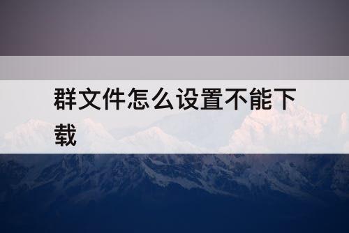 群文件怎么设置不能下载