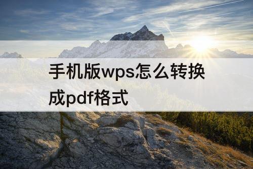手机版wps怎么转换成pdf格式
