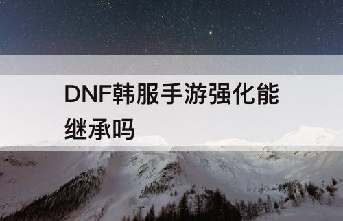 DNF韩服手游强化能继承吗